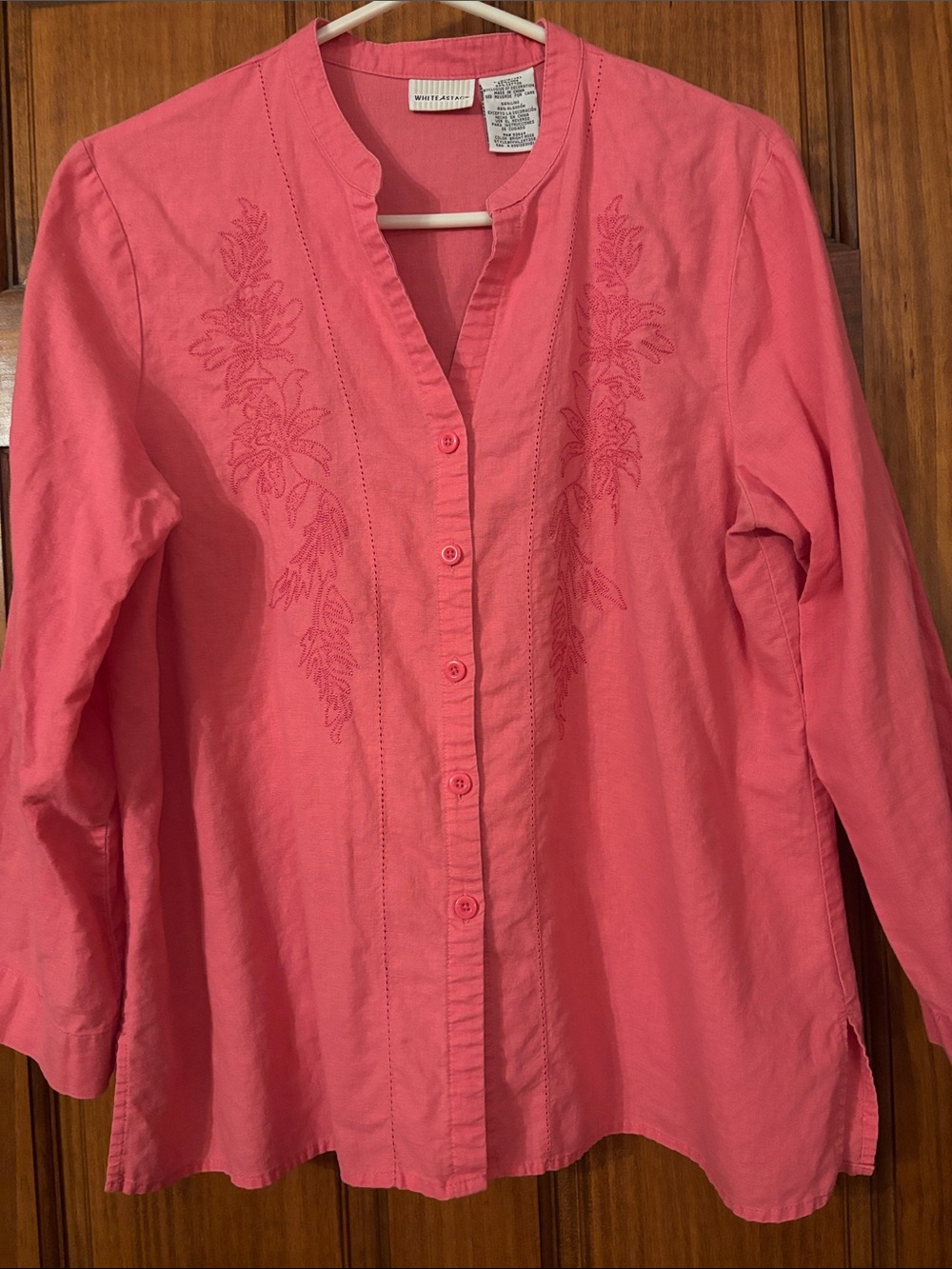 White Stag pink Button-Front Embroidered Women's Shirt